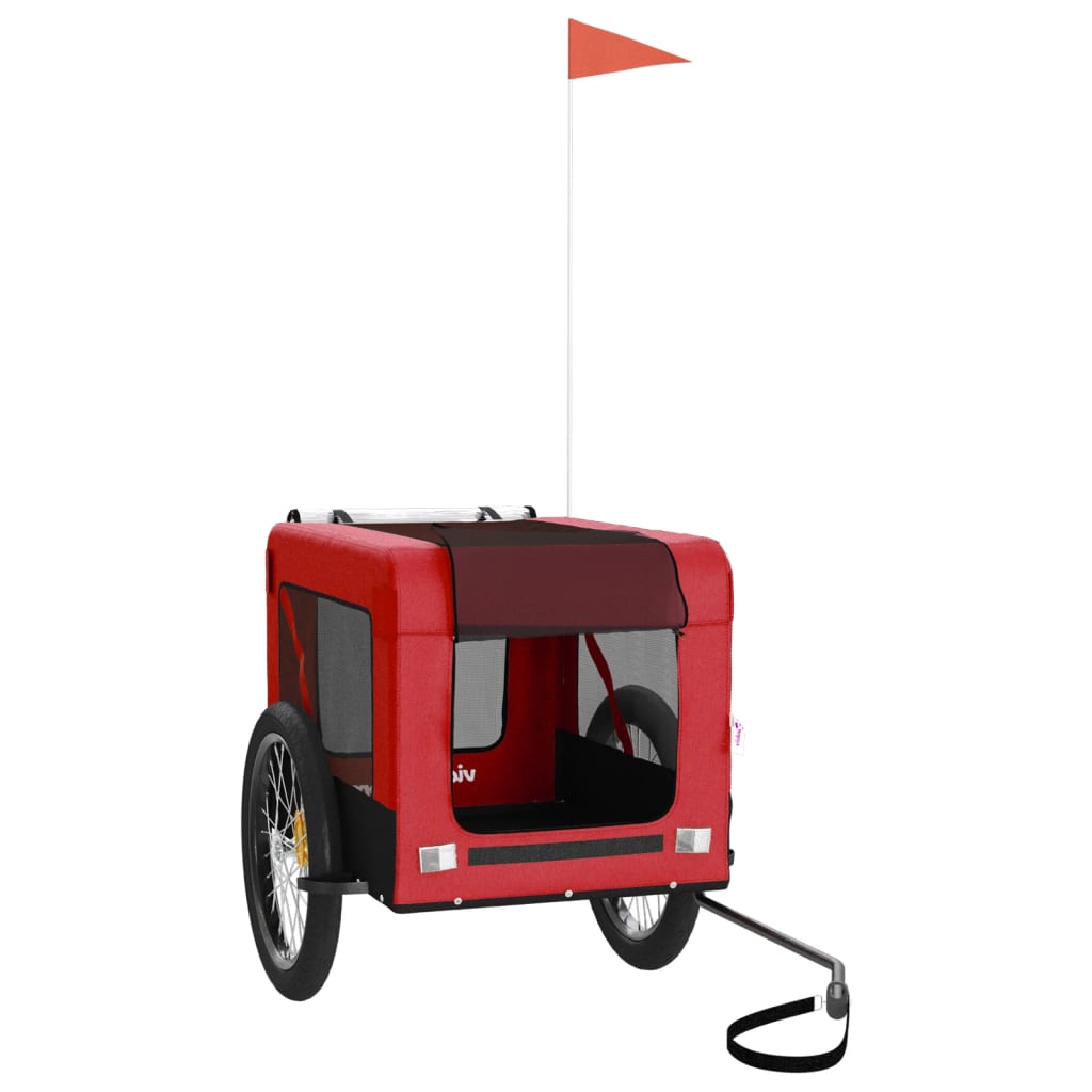Vidaxl Dog Bike Trailer Oxford Tessuto e ferro rosso e nero