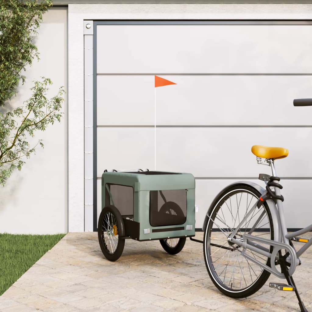 Vidaxl Bike Railer de bicicleta Oxford y hierro gris y negro