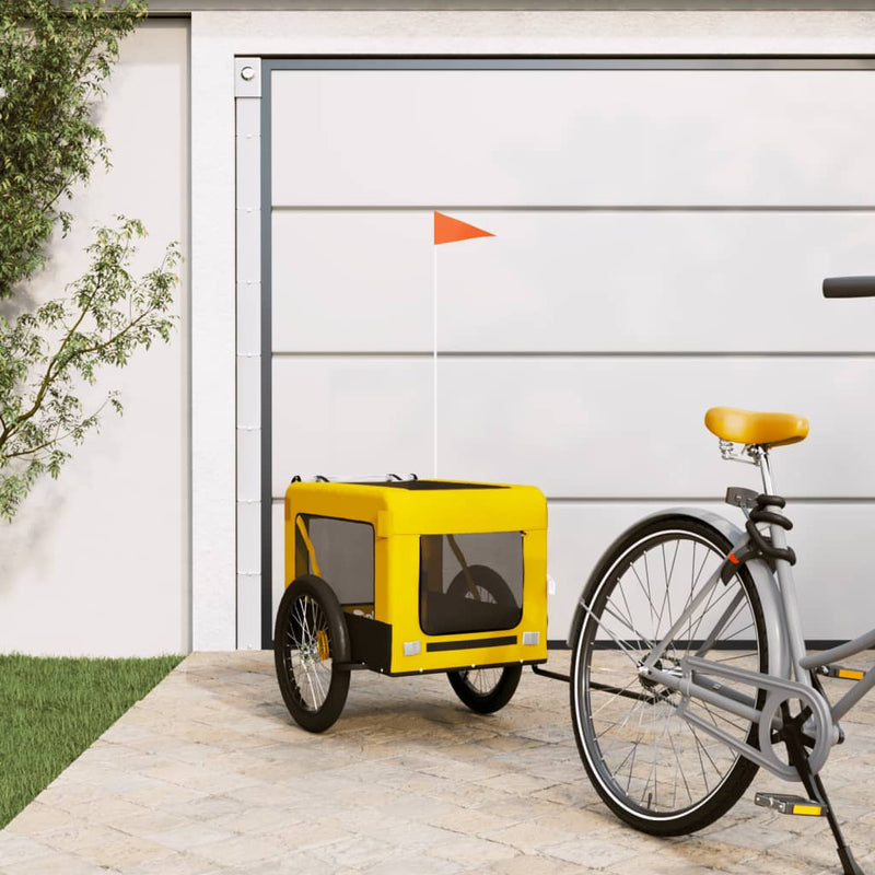 Vidaxl Bike Railer de bicicleta Oxford y hierro amarillo y negro