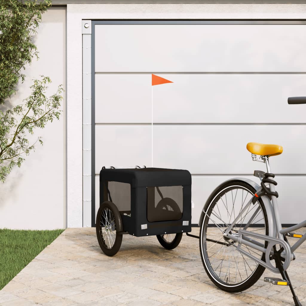 Vidaxl Dog Bike Trailer Tessuto Oxford e Iron Black