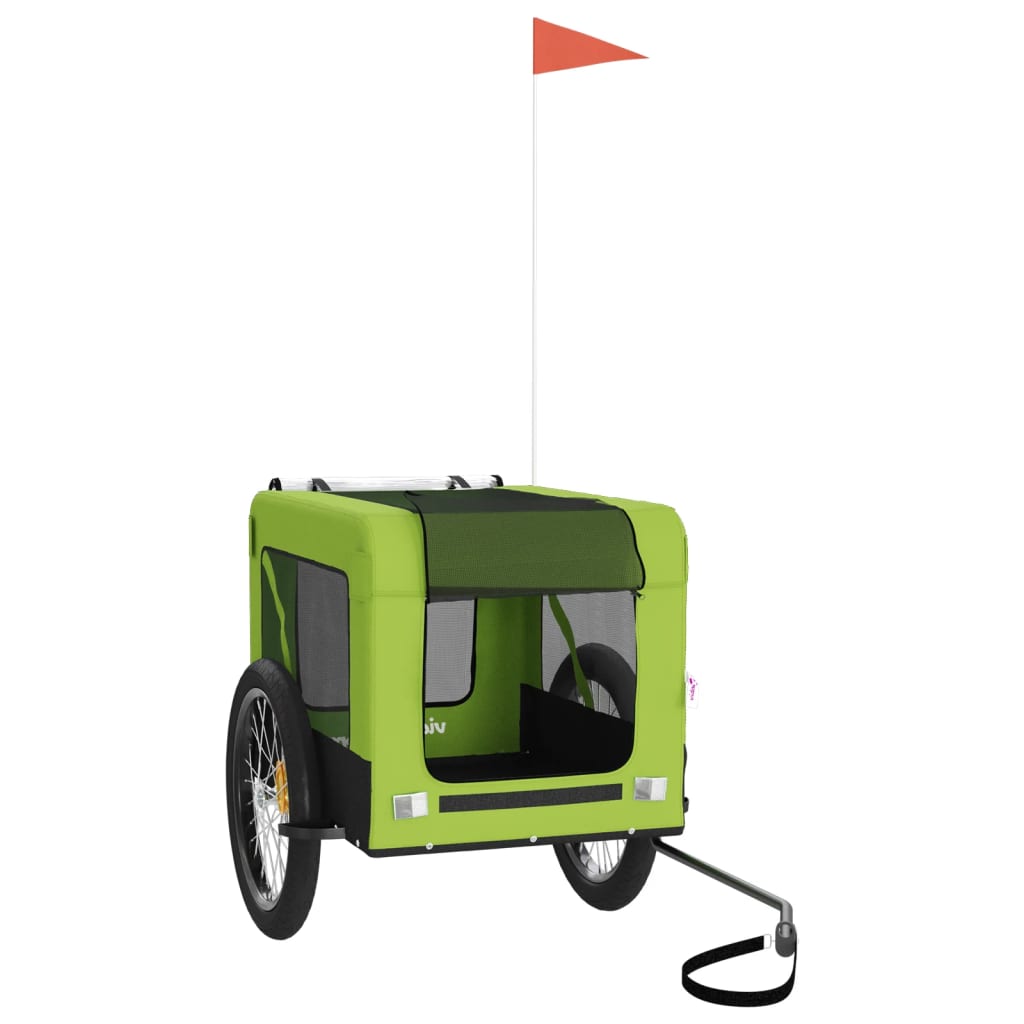 Vidaxl Dog Bike Trailer Oxford Tessuto e ferro verde e nero