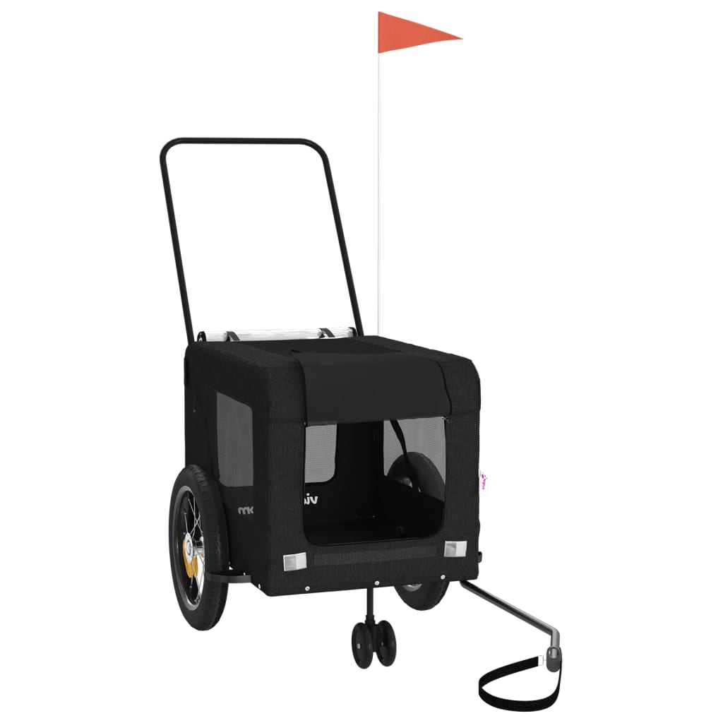 VidaXL remolque para bicicleta para perros tela oxford y hierro negro
