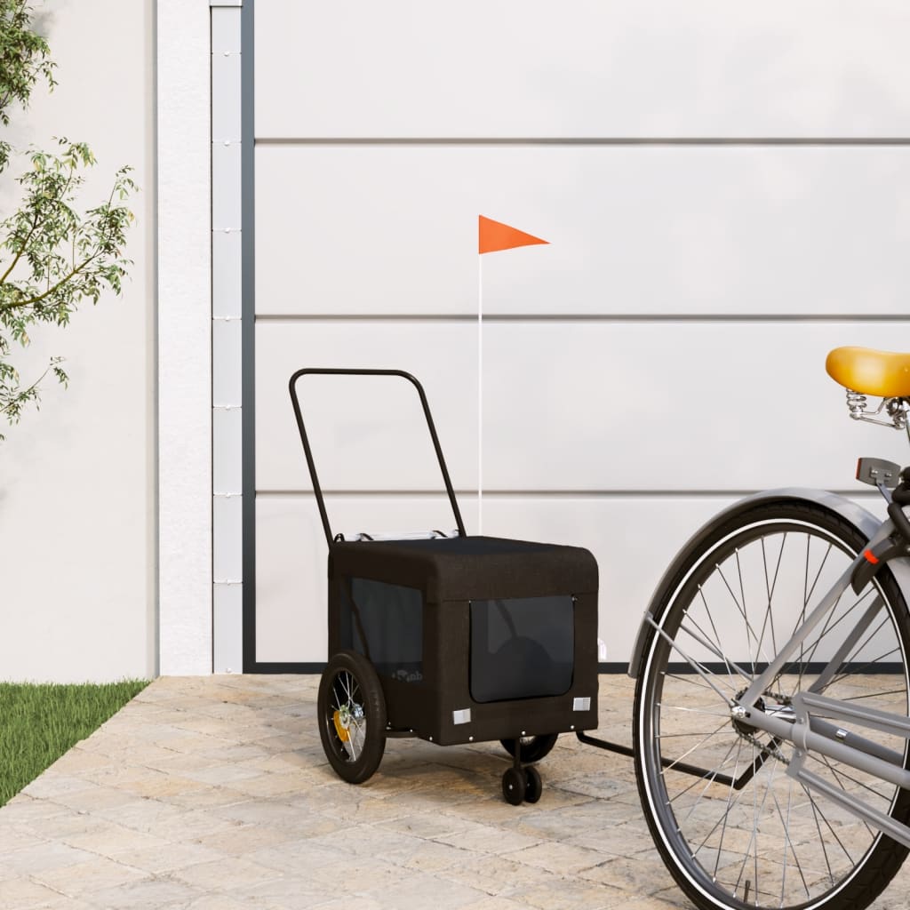 VidaXL remolque para bicicleta para perros tela oxford y hierro negro