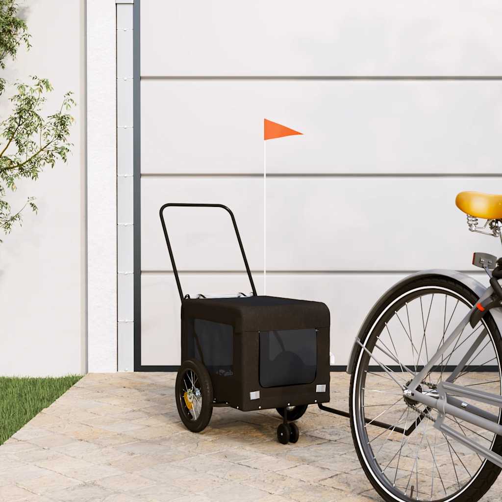 VidaXL rimorchio per bici per cani in tessuto oxford e ferro nero