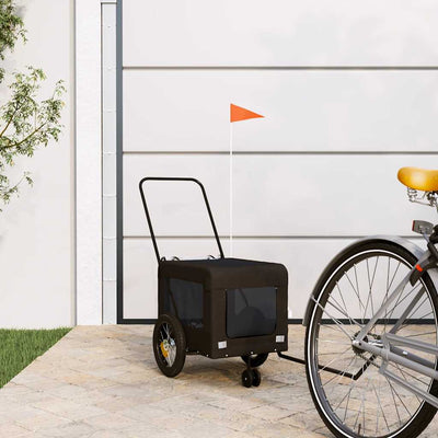 VidaXL remolque para bicicleta para perros tela oxford y hierro negro