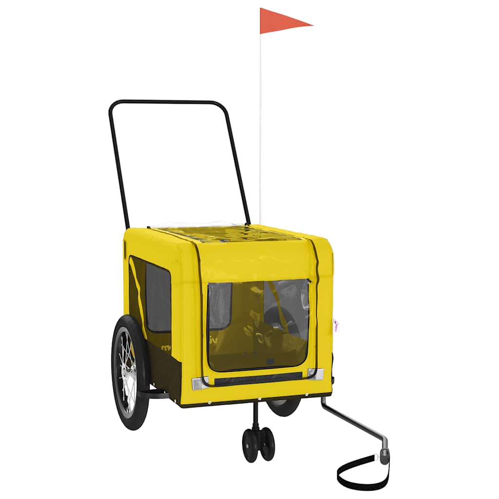 VidaXL rimorchio per bici per cani in tessuto oxford e ferro giallo e nero