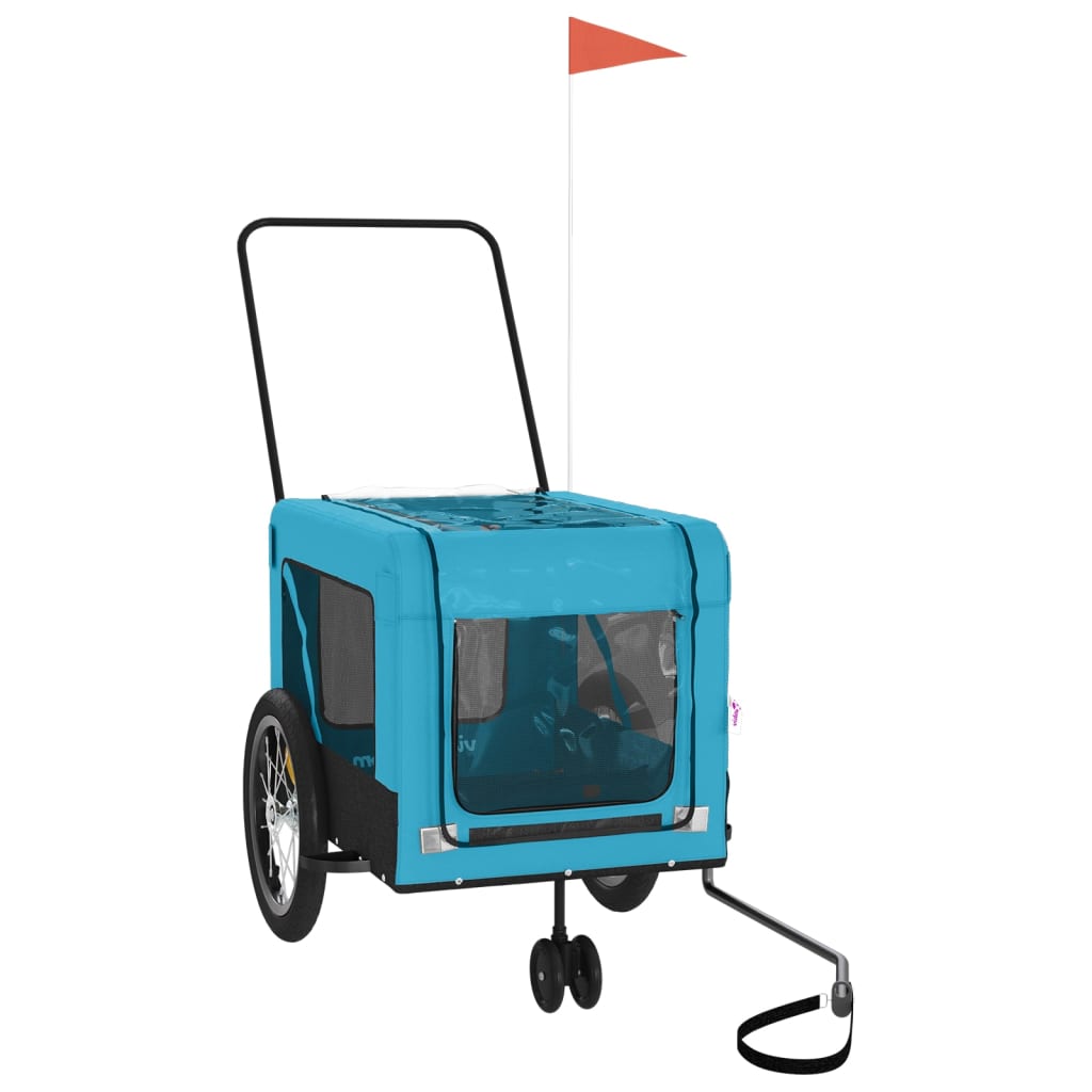 Vidaxl Dog Bike Trailer Oxford Tessuto e blu di ferro e nero
