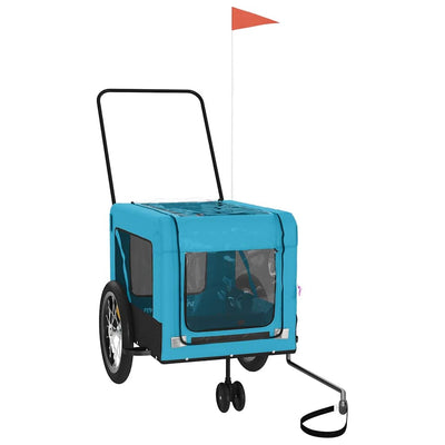 Vidaxl Dog Bike Trailer Oxford Tessuto e blu di ferro e nero