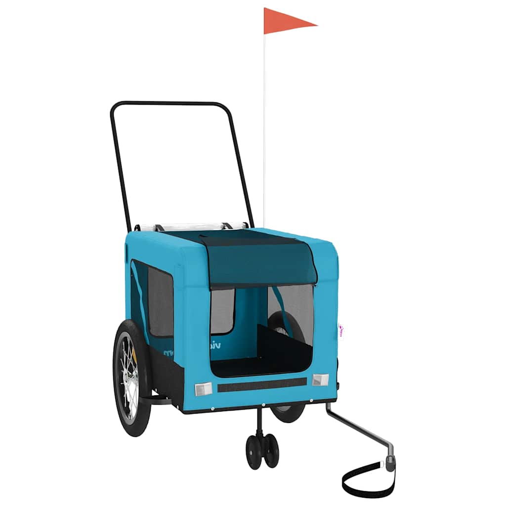 Vidaxl Dog Bike Trailer Oxford Tessuto e blu di ferro e nero
