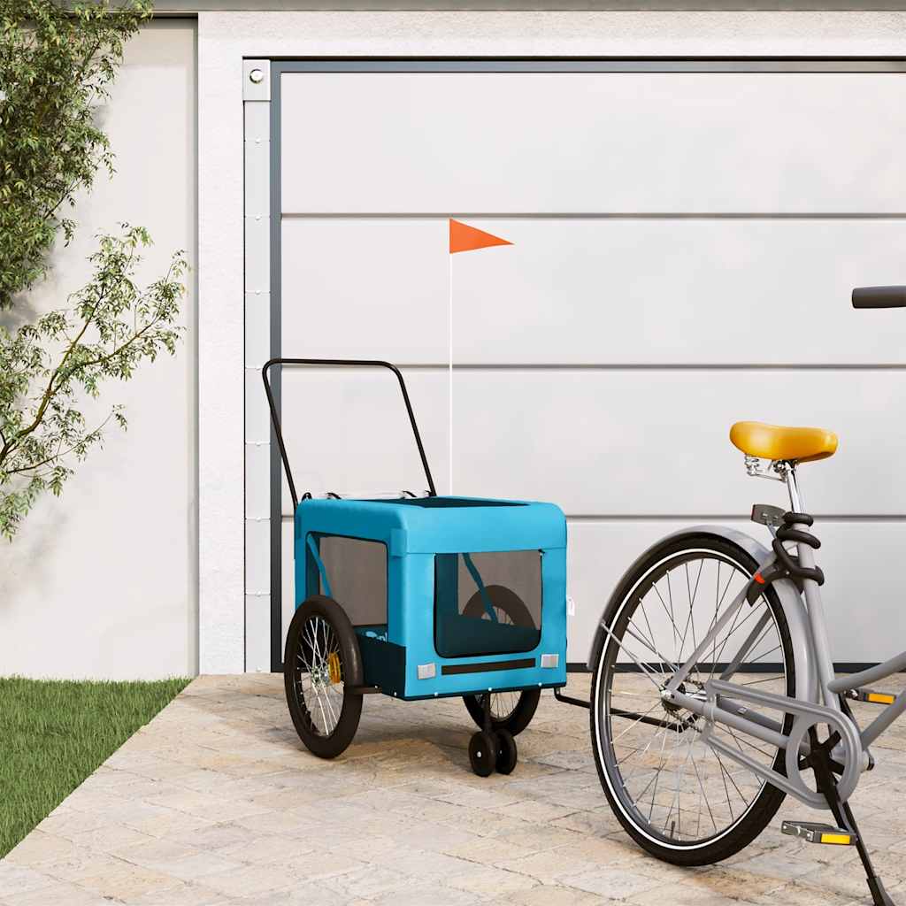 Vidaxl Dog Bike Trailer Oxford Tessuto e blu di ferro e nero