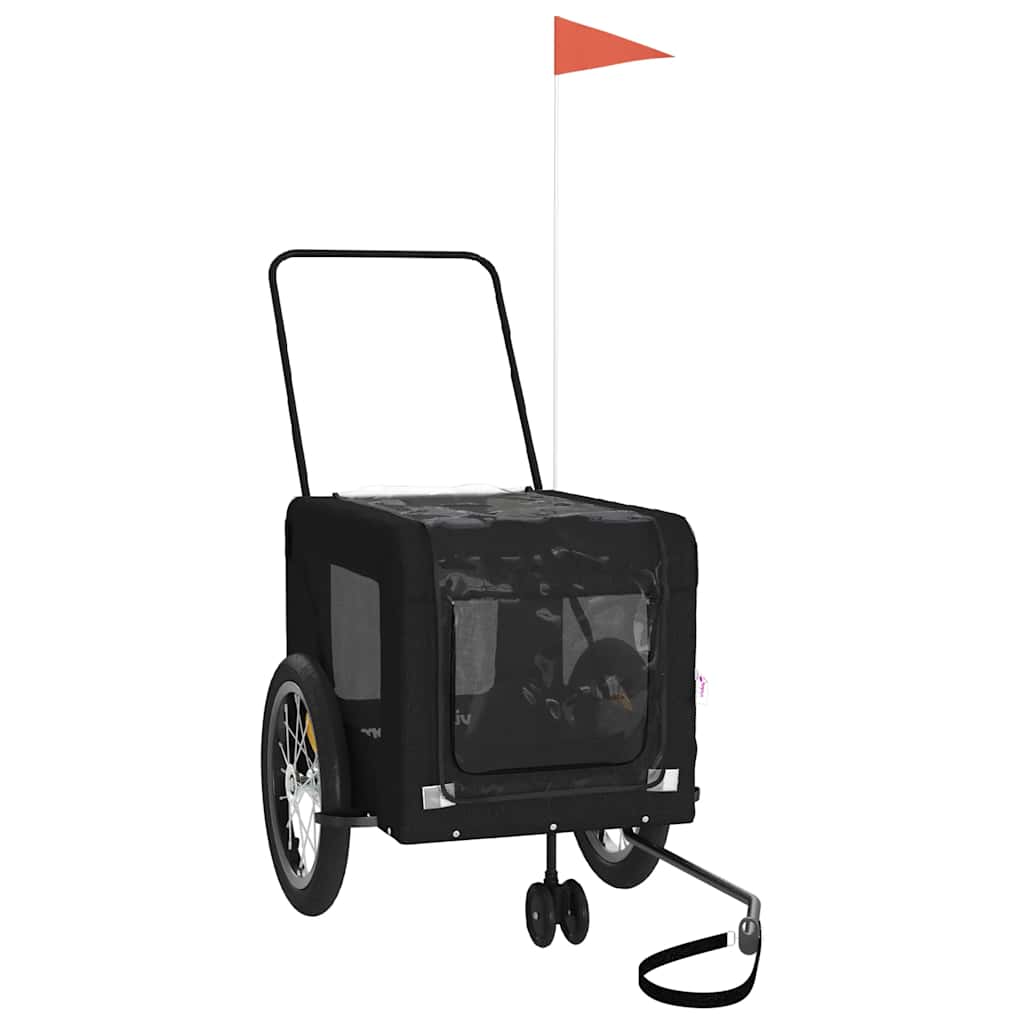 VidaXL remolque para bicicleta para perros tela oxford y hierro negro