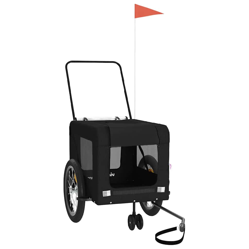 VidaXL remolque para bicicleta para perros tela oxford y hierro negro