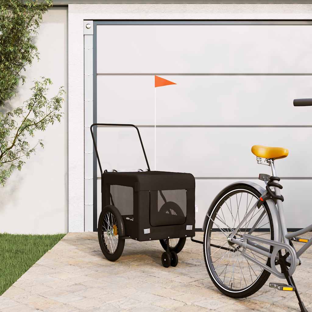VidaXL remolque para bicicleta para perros tela oxford y hierro negro