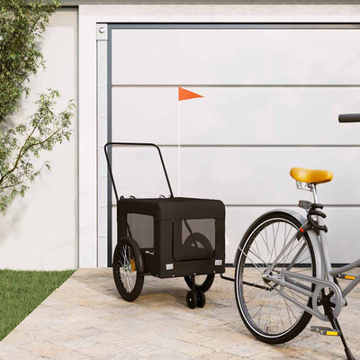 VidaXL remolque para bicicleta para perros tela oxford y hierro negro