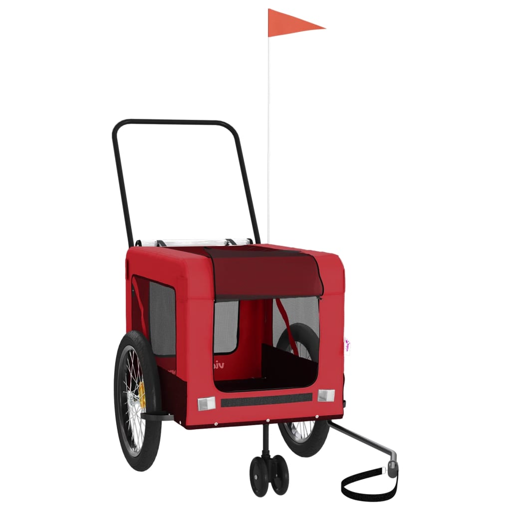 Vidaxl Dog Bike Trailer Oxford Tessuto e ferro rosso e nero