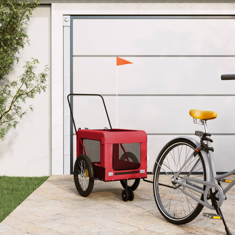 Vidaxl Dog Bike Trailer Oxford Tessuto e ferro rosso e nero