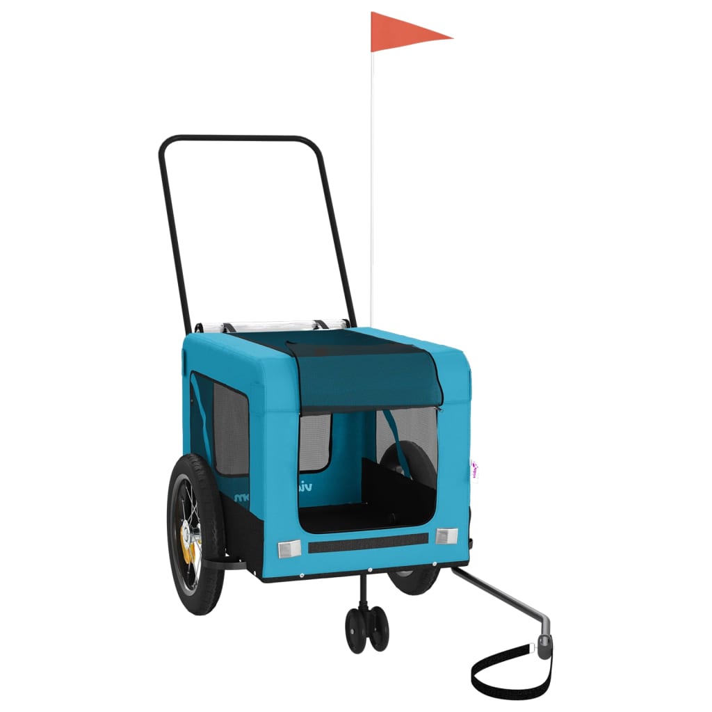 Vidaxl Bike Railer Oxford Fabric y Iron Blue and Black