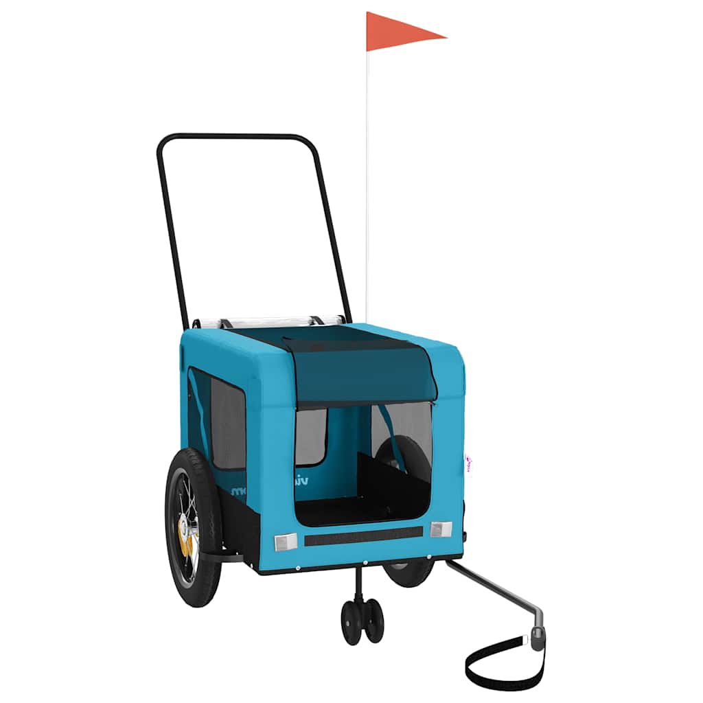 Vidaxl Dog Bike Trailer Oxford Tessuto e blu di ferro e nero