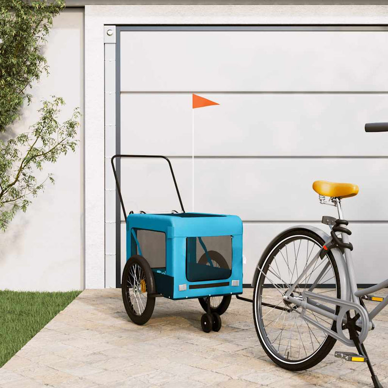 Vidaxl Dog Bike Trailer Oxford Tessuto e blu di ferro e nero