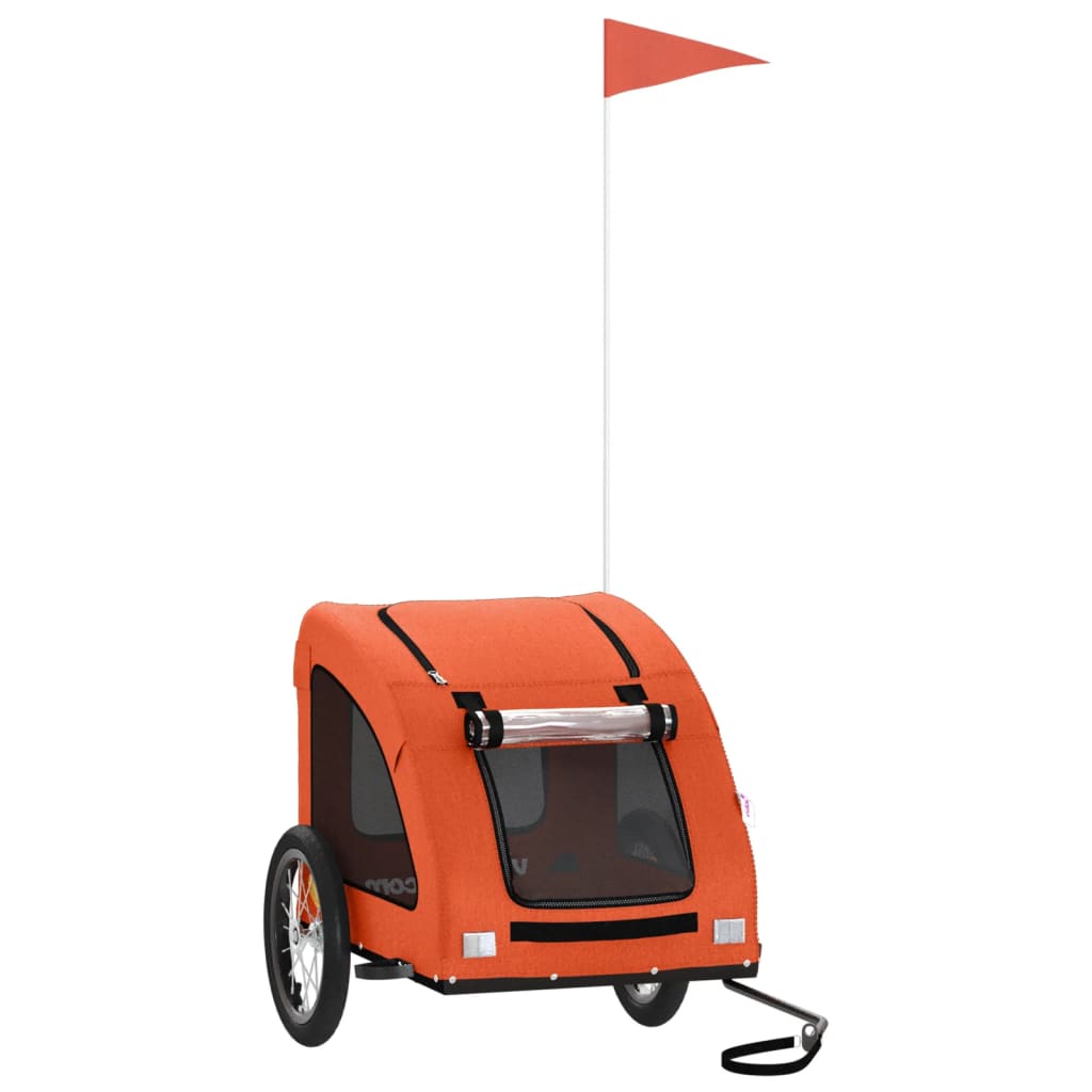 Vidaxl Dog Bike Trailer Tessuto Oxford e Orange di ferro