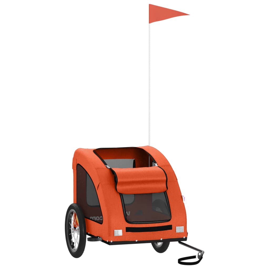 Vidaxl Dog Bike Trailer Tessuto Oxford e Orange di ferro