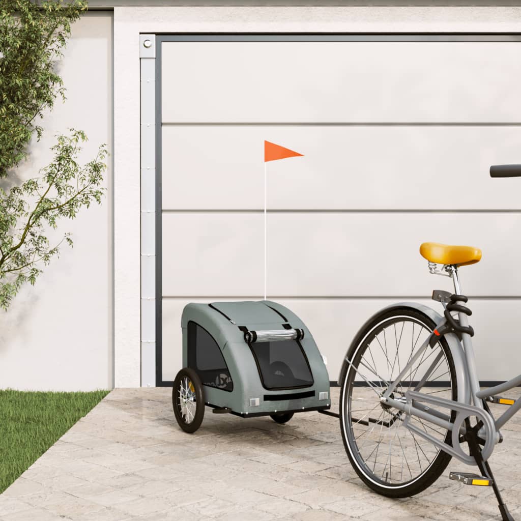 Vidaxl Bike Railer de bicicleta Oxford y gris de hierro