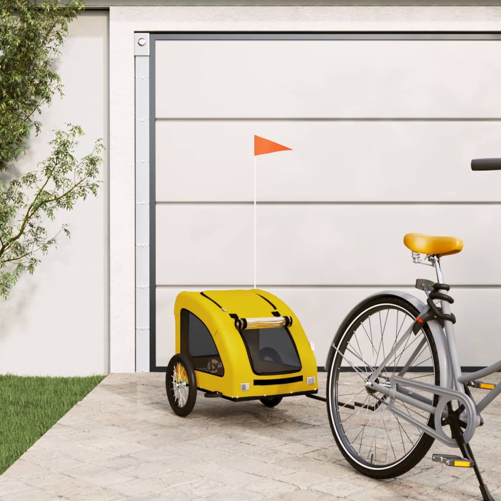 Vidaxl Dog Bike Trailer Oxford Tessuto e ferro giallo