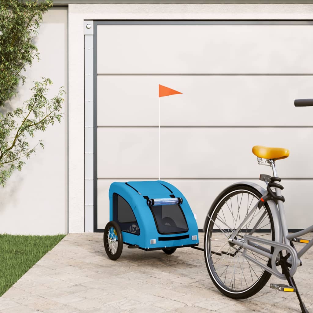 Vidaxl Dog Bike Trailer Oxford Tessuto e blu di ferro