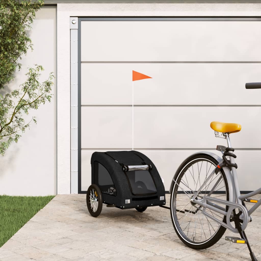 Vidaxl Dog Bike Trailer Tessuto Oxford e Iron Black