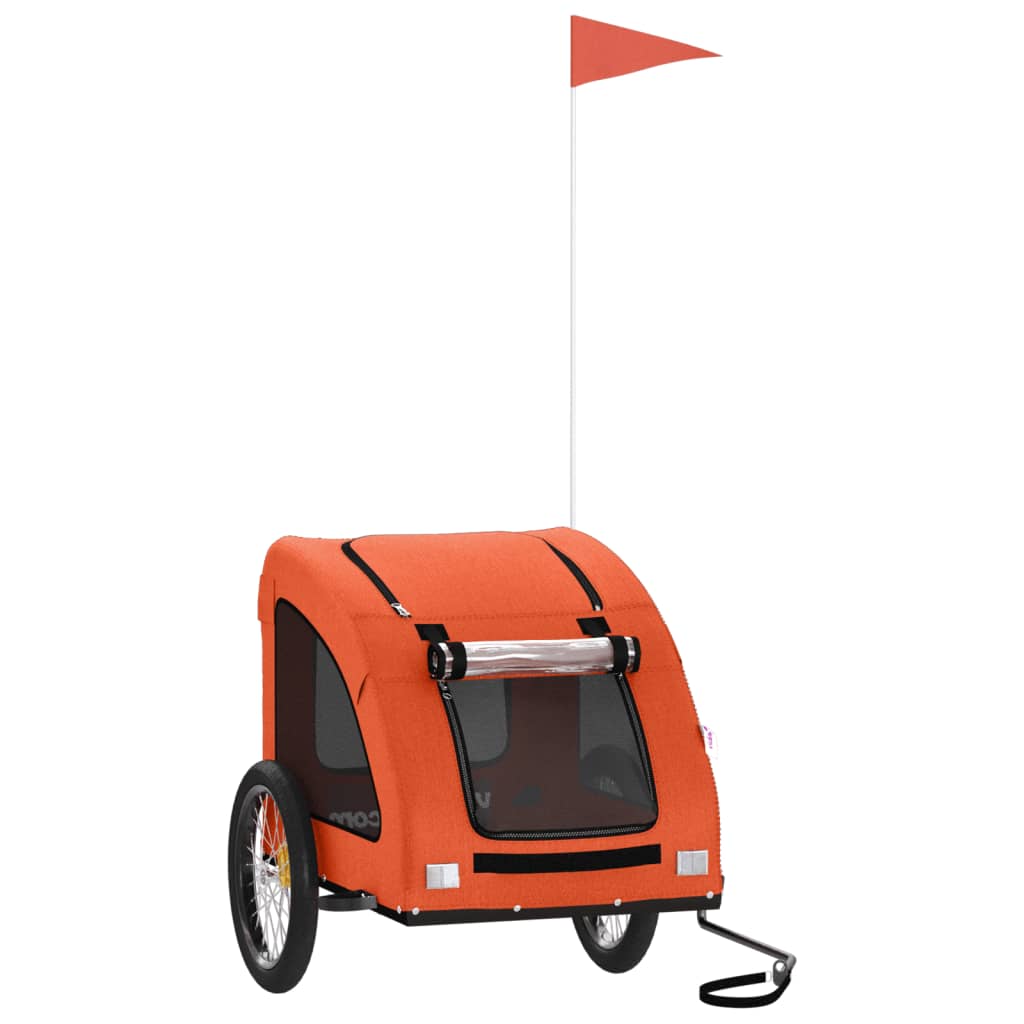 Vidaxl Remolque de bicicleta para perros Oxford Fabric and Iron Orange