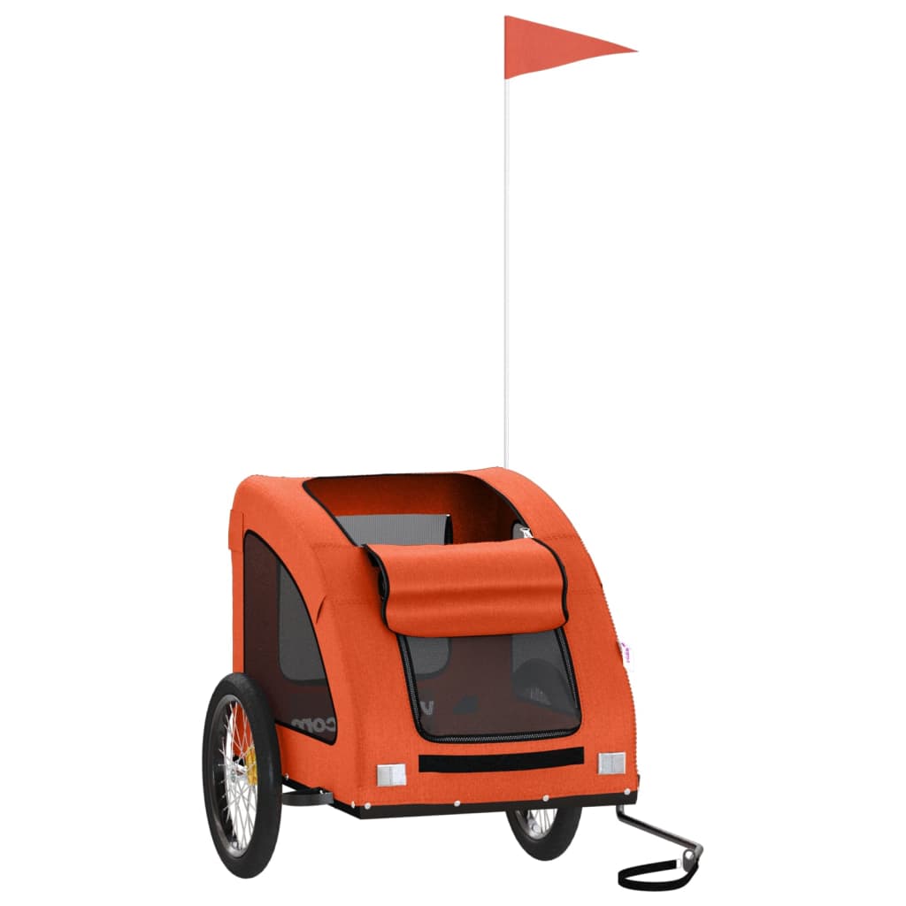 Vidaxl Remolque de bicicleta para perros Oxford Fabric and Iron Orange