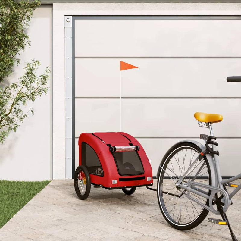 Vidaxl Remolque de bicicleta para perros Oxford Fabric and Iron Red