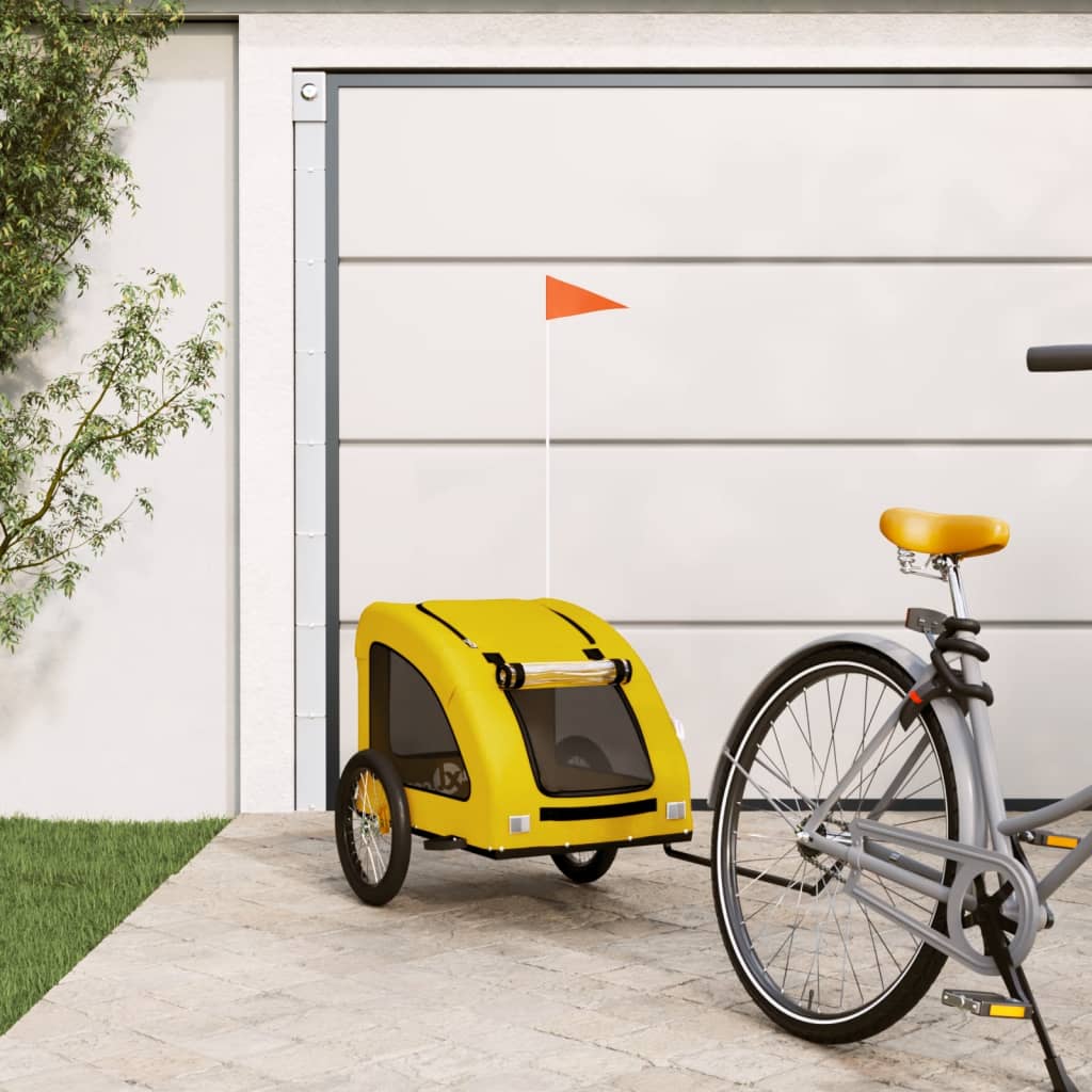 Vidaxl Dog Bike Trailer Oxford Tessuto e ferro giallo