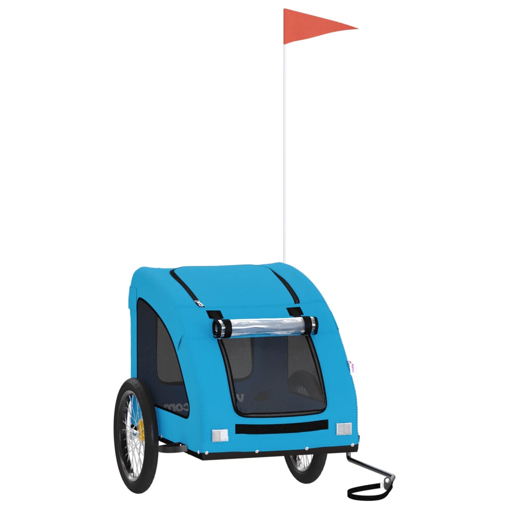Vidaxl Dog Bike Trailer Oxford Tessuto e blu di ferro