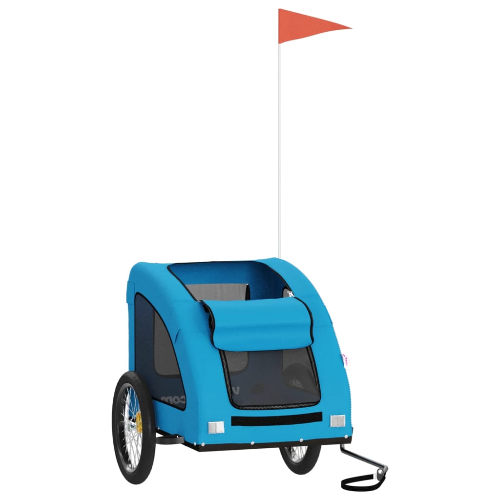 Vidaxl Dog Bike Trailer Oxford Tessuto e blu di ferro
