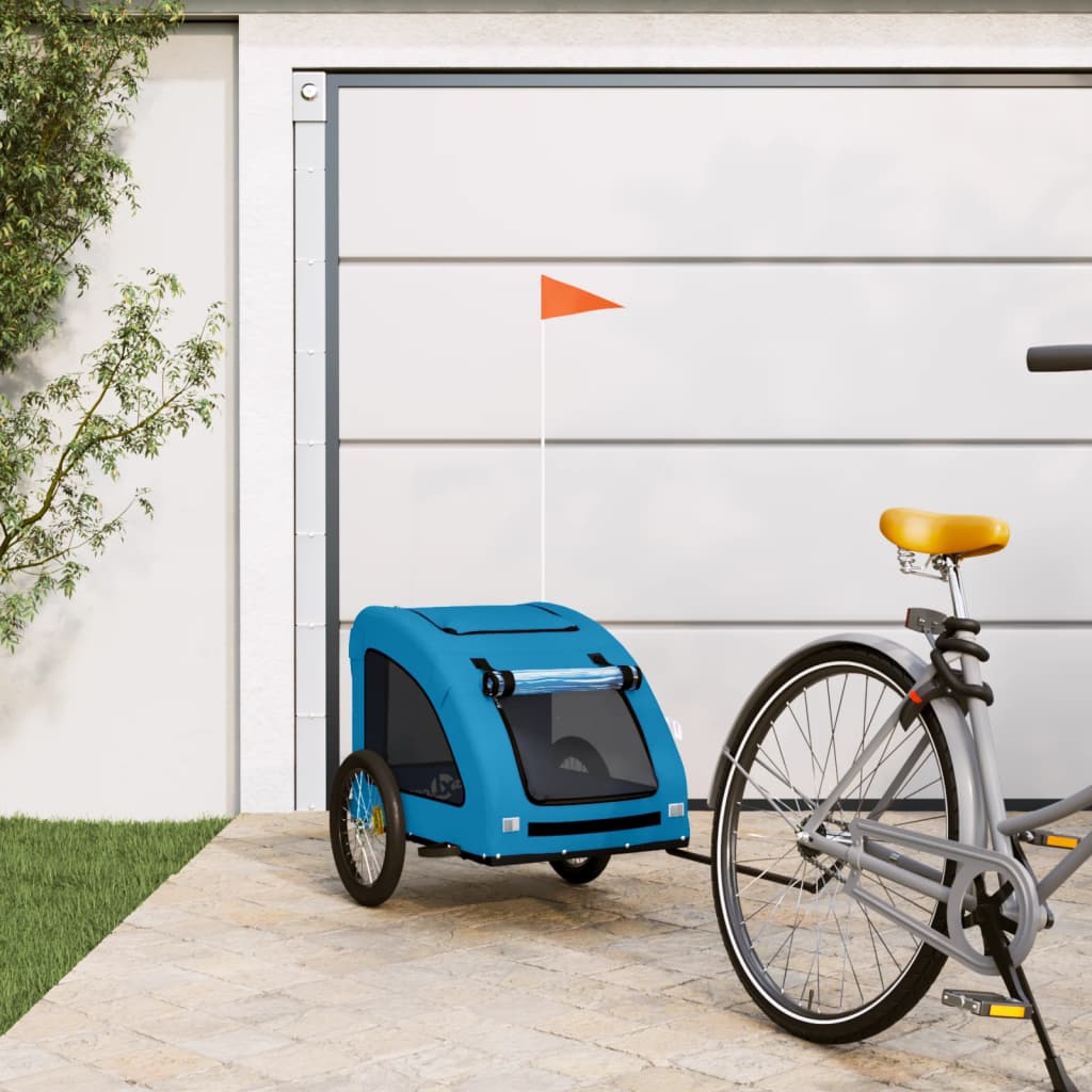 Vidaxl Dog Bike Trailer Oxford Tessuto e blu di ferro
