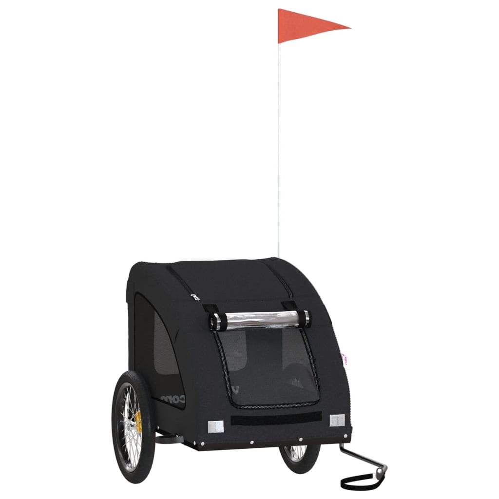 Vidaxl Dog Bike Trailer Tessuto Oxford e Iron Black