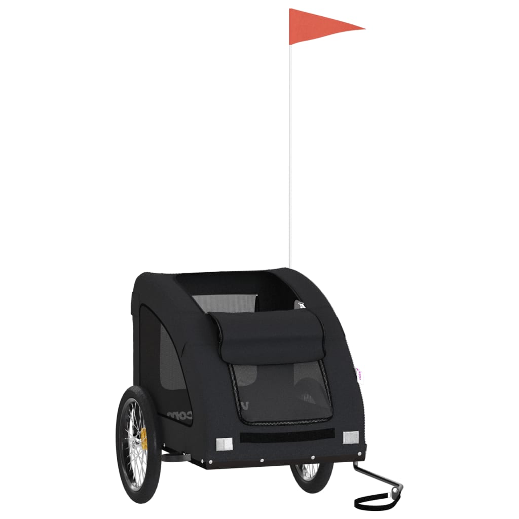 Vidaxl Dog Bike Trailer Tessuto Oxford e Iron Black