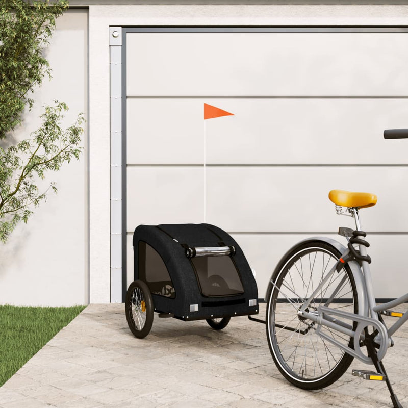 Vidaxl Dog Bike Trailer Tessuto Oxford e Iron Black