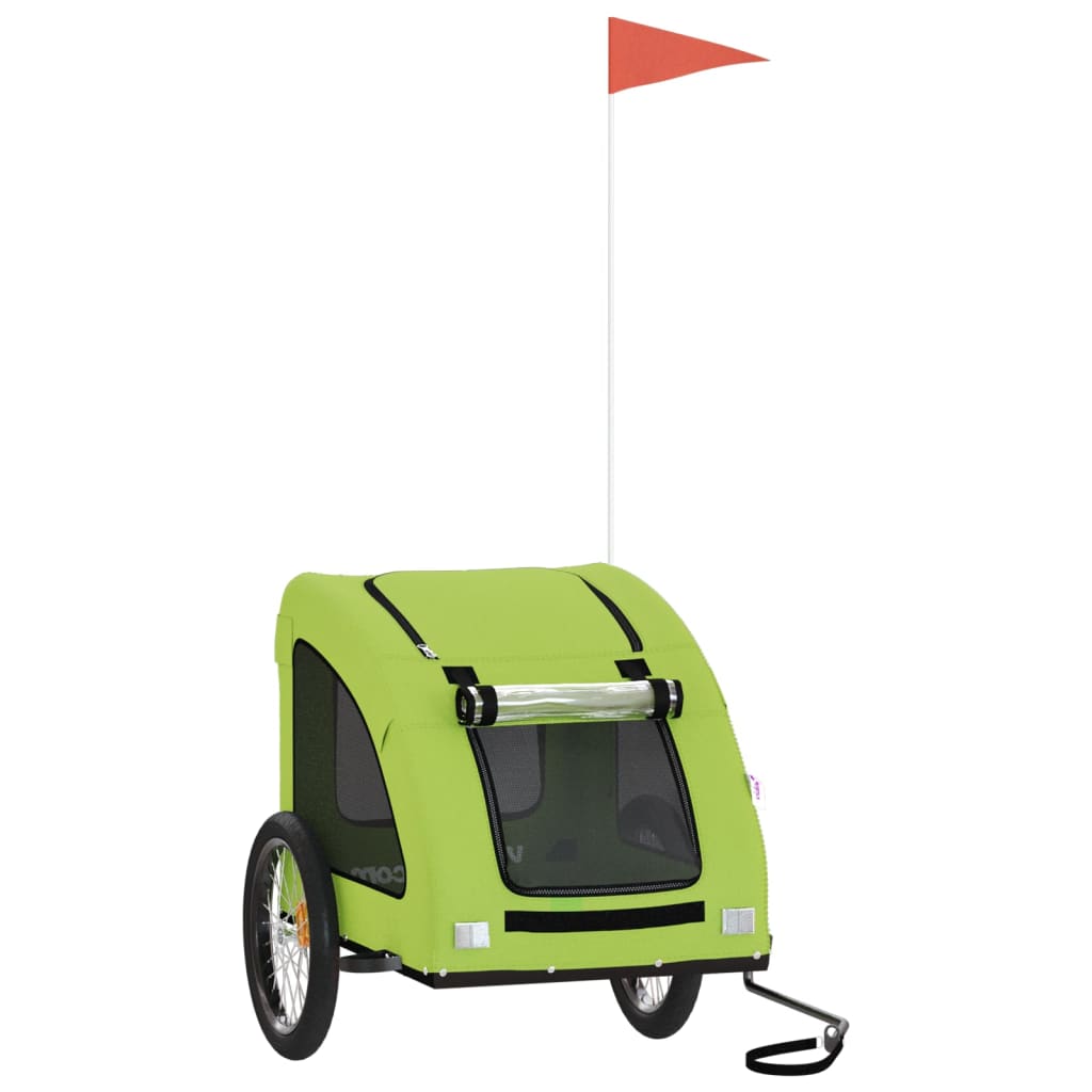 Vidaxl Remolque de bicicleta para perros Oxford Fabric and Iron Green