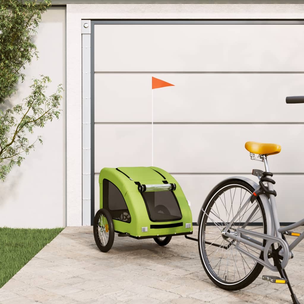 Vidaxl Remolque de bicicleta para perros Oxford Fabric and Iron Green