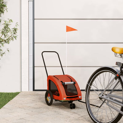 Vidaxl Dog Bike Trailer Oxford Tessuto e ferro arancione e grigio