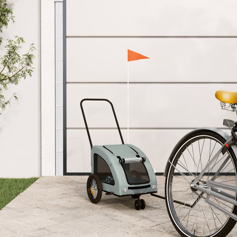 Vidaxl Dog Bike Trailer Tessuto Oxford e grigio ferro