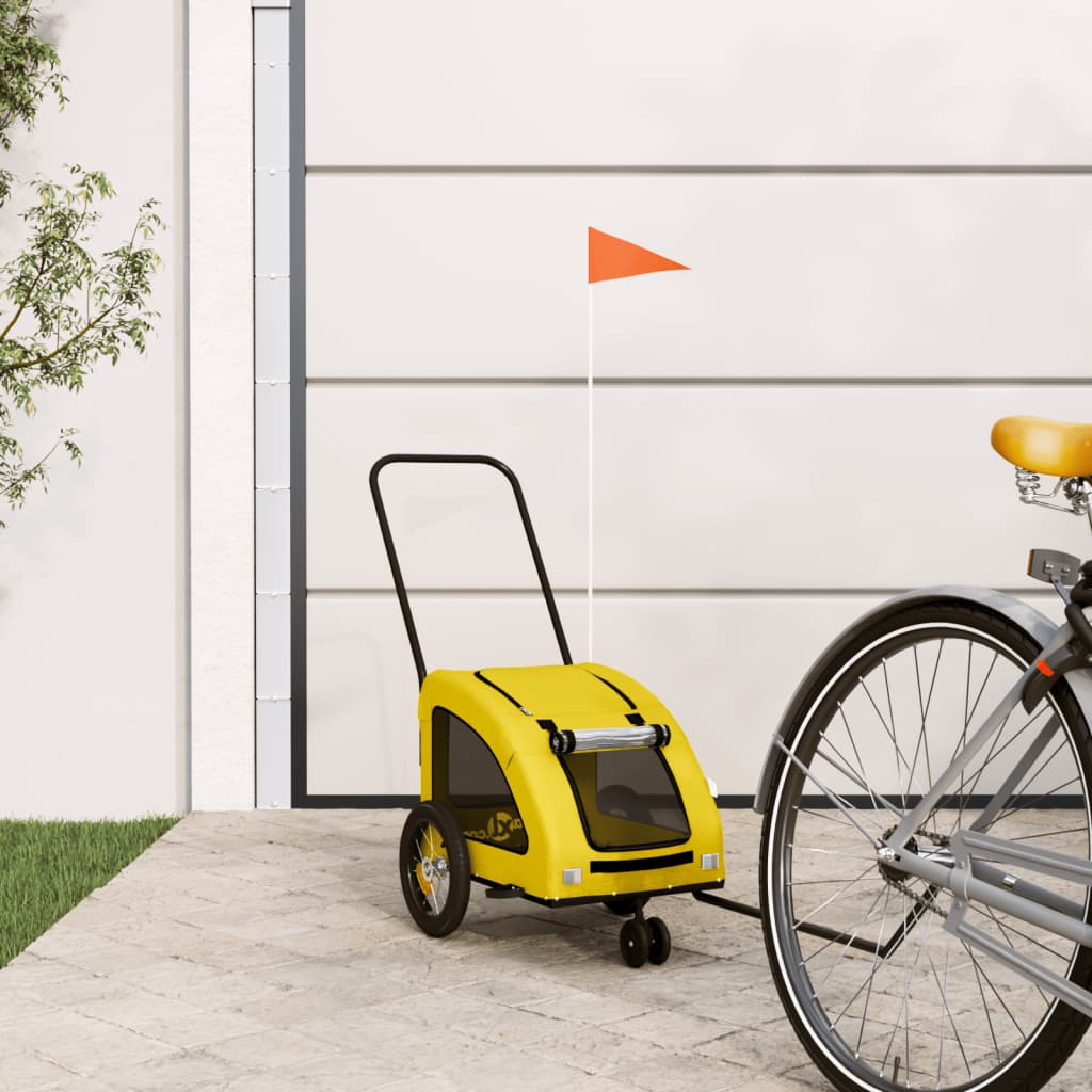 Vidaxl Bicicleta de bicicleta de perros tela Oxford y hierro amarillo