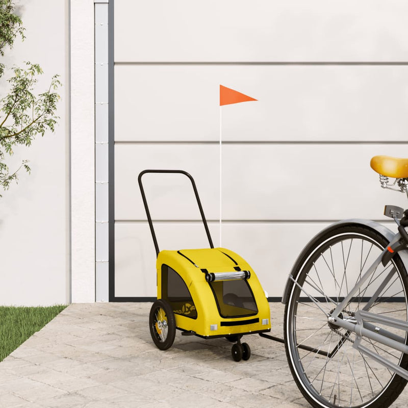 Vidaxl Bicicleta de bicicleta de perros tela Oxford y hierro amarillo