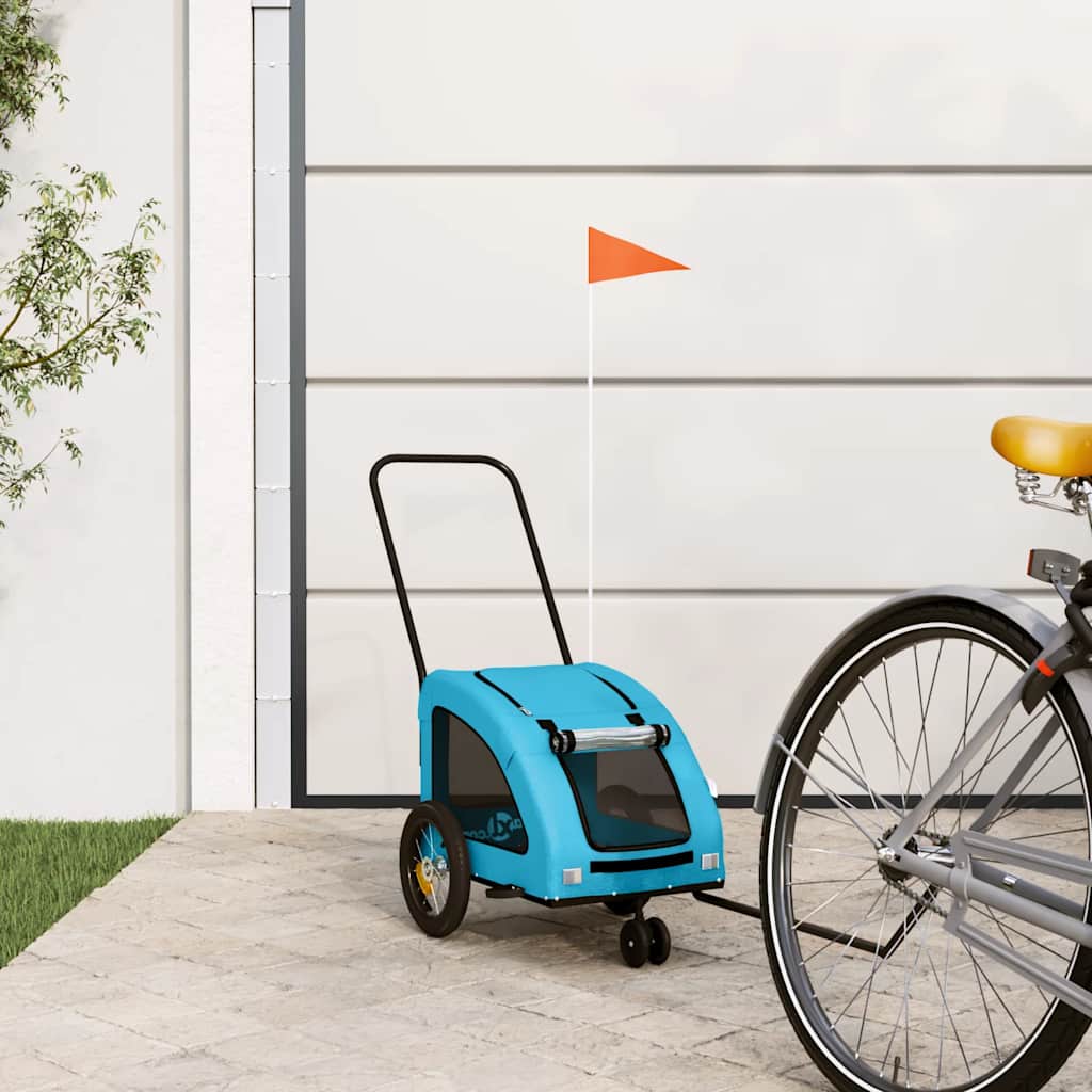 Vidaxl Dog Bike Trailer Oxford Tessuto e blu di ferro