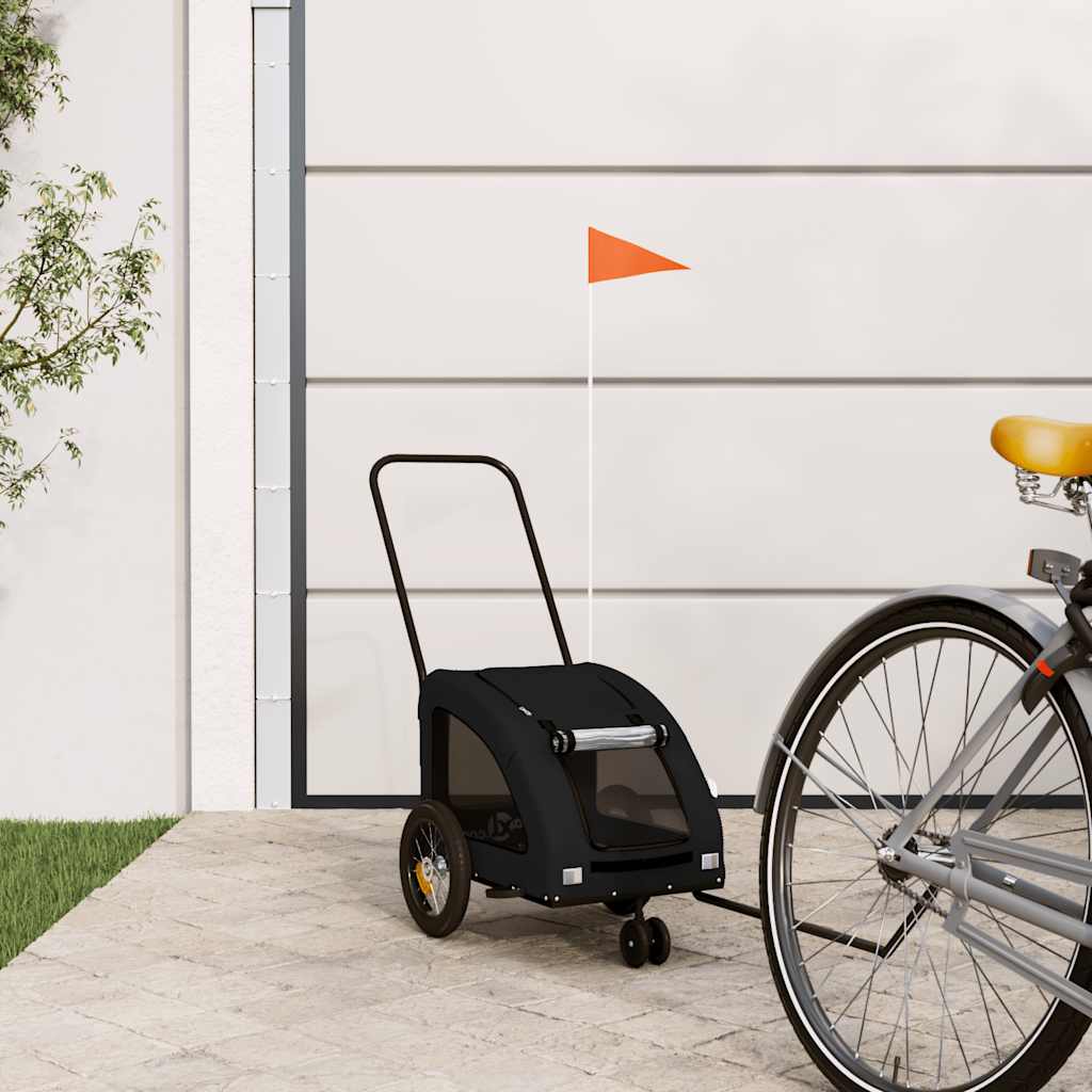 Vidaxl Dog Bike Trailer Tessuto Oxford e Iron Black