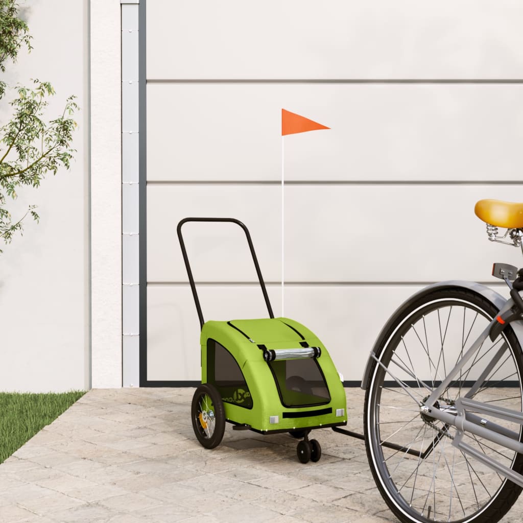 Vidaxl Dog Bike Trailer Oxford Tessuto e Green di ferro