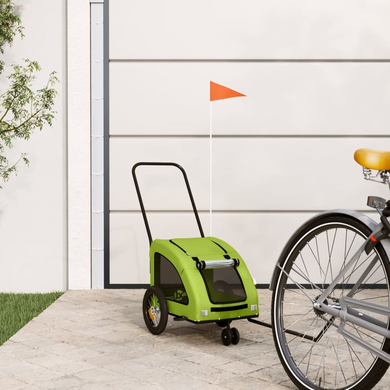 Vidaxl Remolque de bicicleta para perros Oxford Fabric and Iron Green