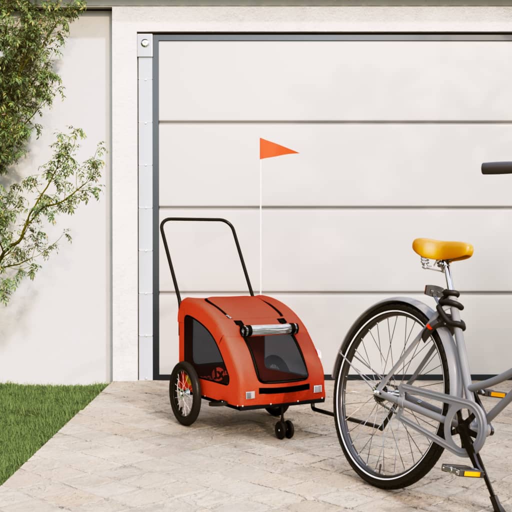 VidaXL rimorchio per bici per cani in tessuto oxford e ferro arancione